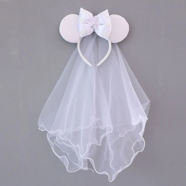 White Day Ears Headband With Veil Sequins 5"Bow Headwear For Women Festival Hairband Single Party... | AliExpress (US)