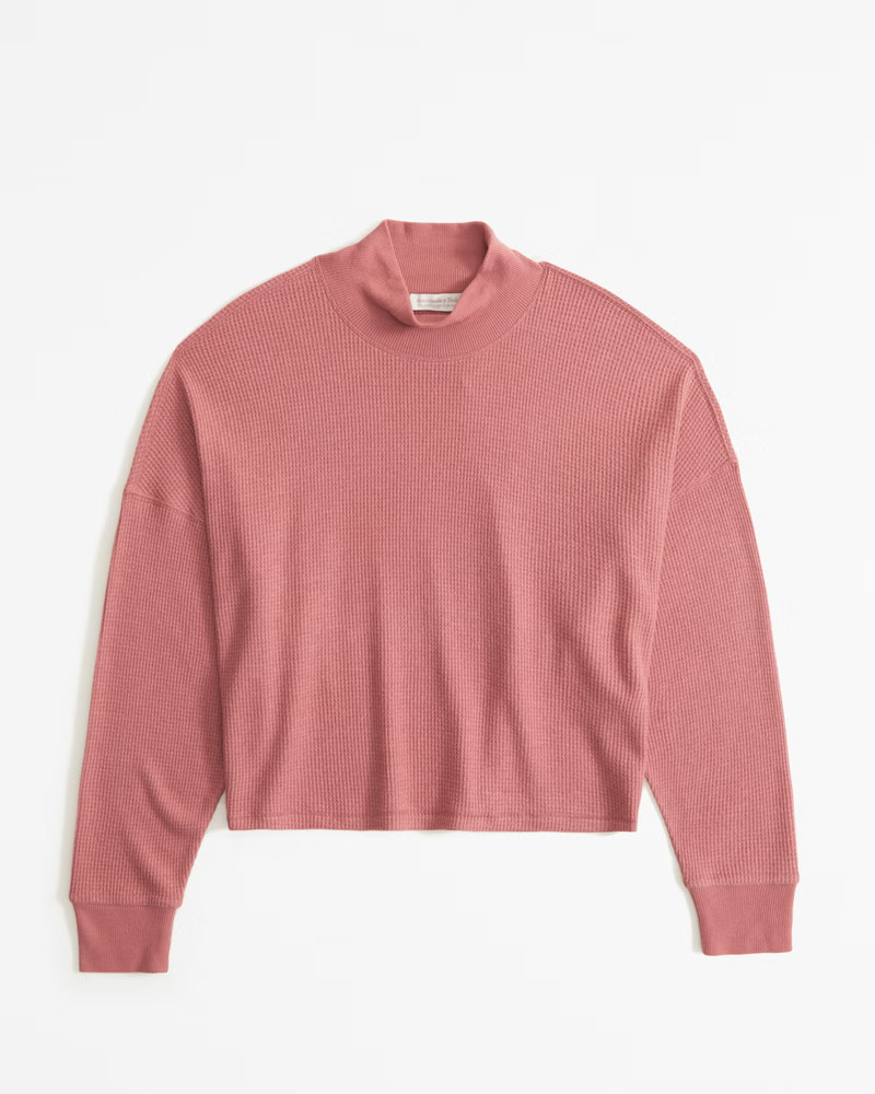 Long-Sleeve Mockneck Waffle Sleep Top | Abercrombie & Fitch (US)