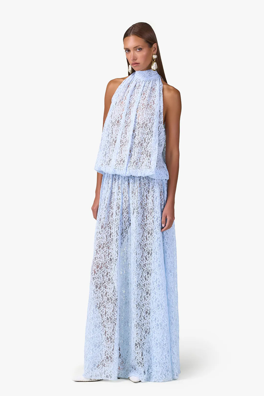Drop Waist Lace Gown (Pale Blue) | SAME
