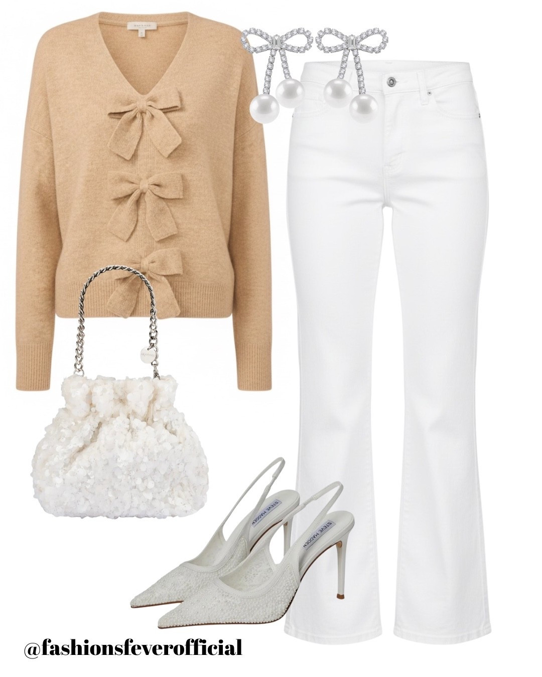 Elevated winter neutrals for New Year’s Eve or any chic cold-weather outing. I paired crisp white jeans with the sweetest beige bow-detail sweater for a soft, feminine, winter-glam look. Styled with pearl drop earrings, a textured statement pouch, and white slingback heels to keep everything bright, fresh, and festive. A cozy yet polished outfit that works beautifully for holiday dinners, winter parties, and casual celebrations. Shop the full look below.

#LTKFashion #LTKShoecrush #outfitideas #whattowear #howtowear

#LTKHoliday #LTKCyberWeek #LTKSeasonal