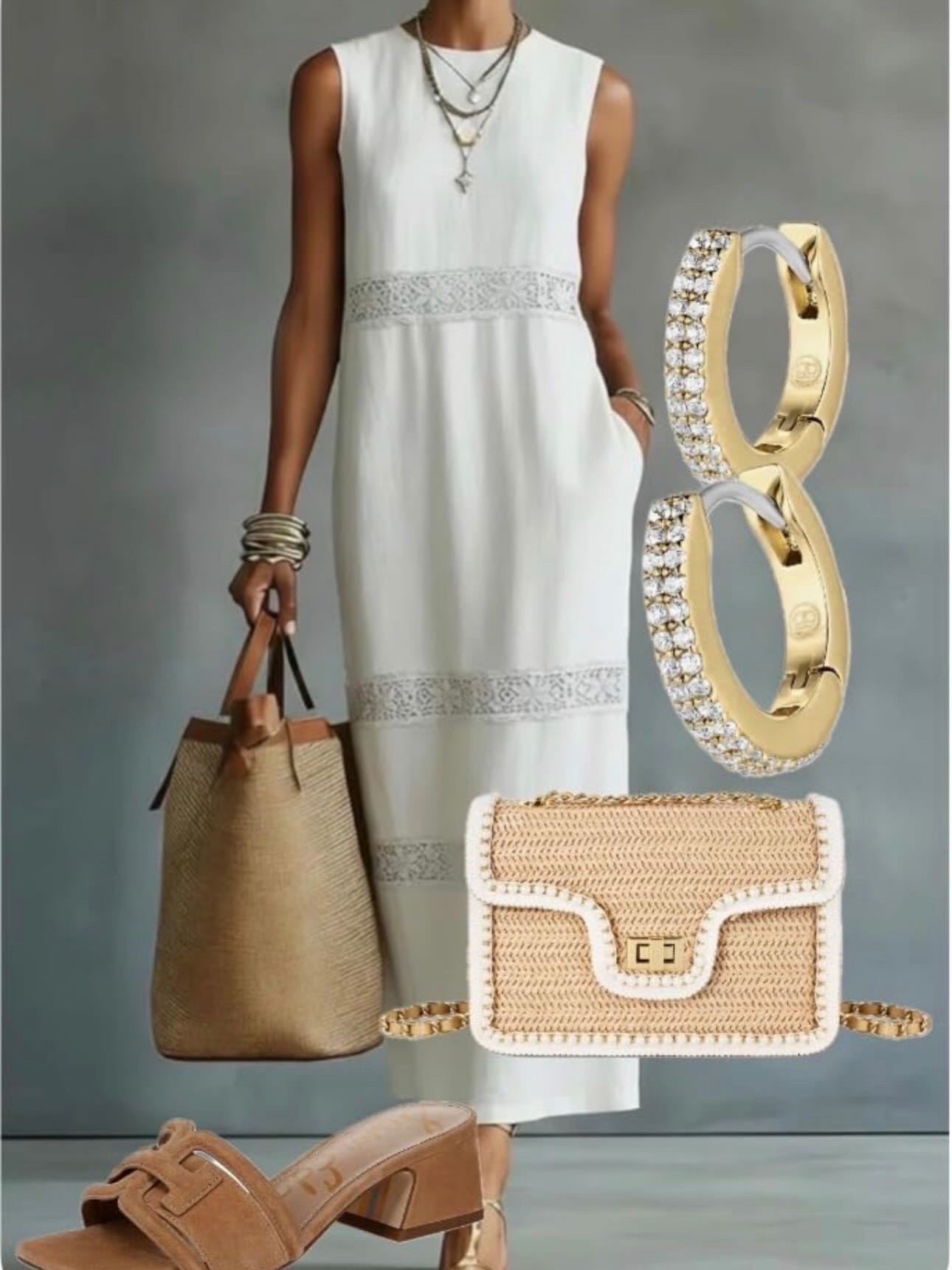 Elegant summer vibes with these trendy dresses and accessories. Perfect for your next getaway! #SummerFashion #BeachStyle