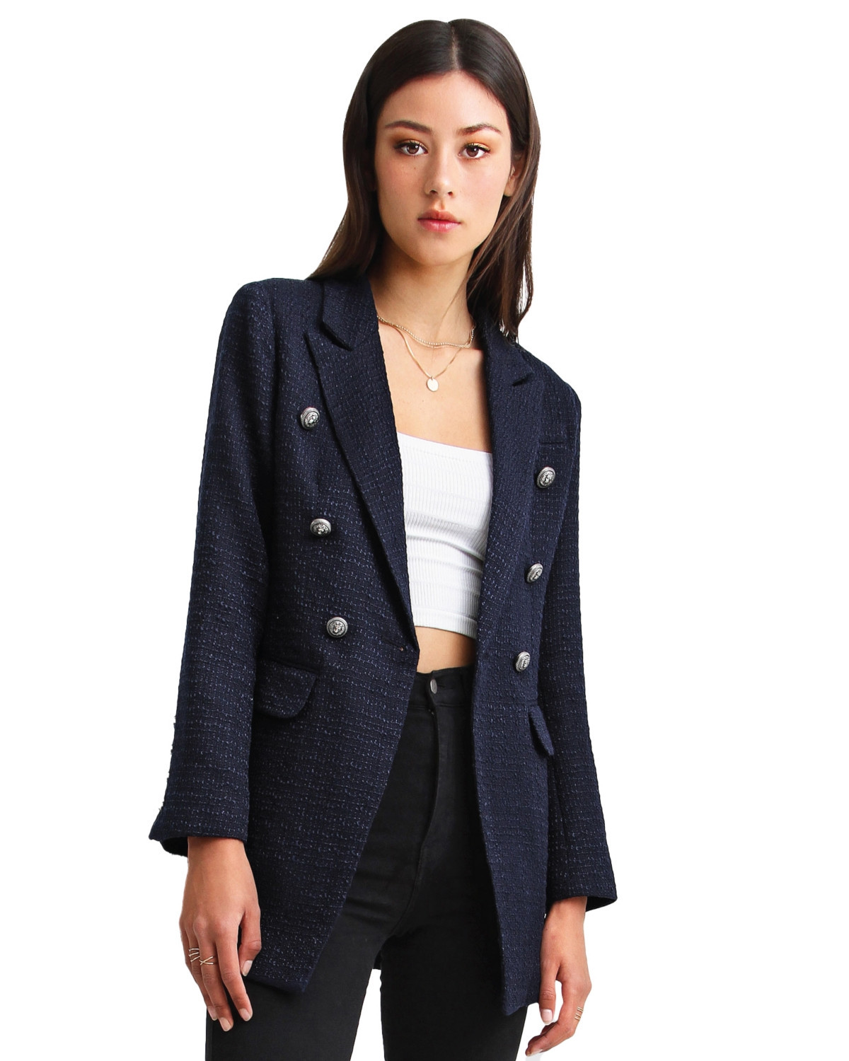 Belle & Bloom Princess Polina Textured Weave Blazer - Navy | Macy's