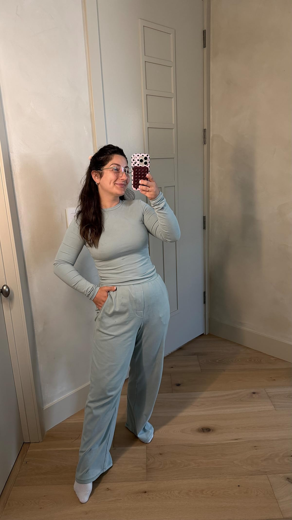 Love this comfy lounge set! Perfect for relaxing at home, perfect fit for petites! 

Size small in both 
5'0" 140lbs
Petite friendly loungewear 
 

 #LTKootd #LTKSaleAlert #LTKPetite