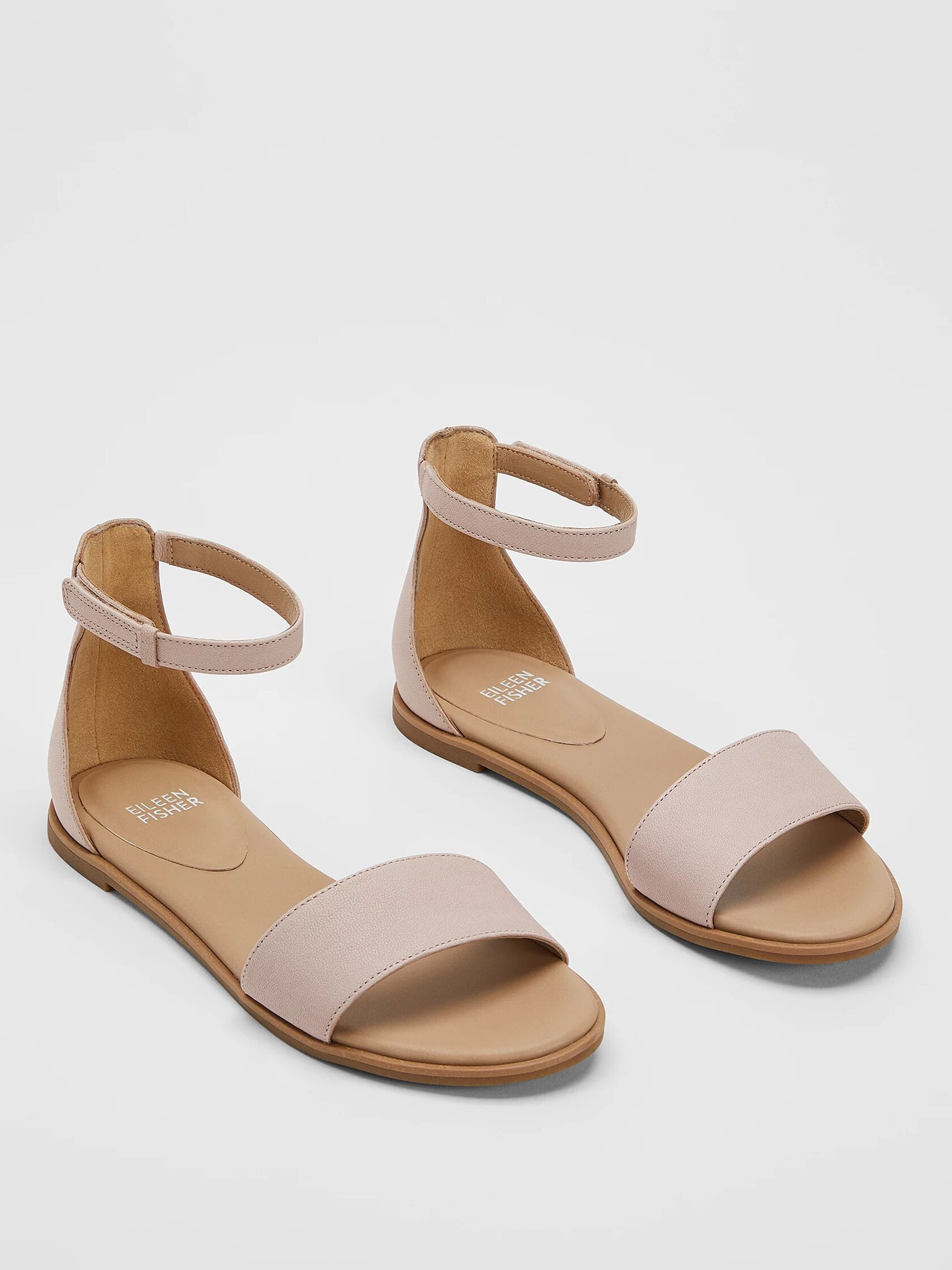 Razz Tumbled Leather Ankle-Strap Sandal | Eileen Fisher