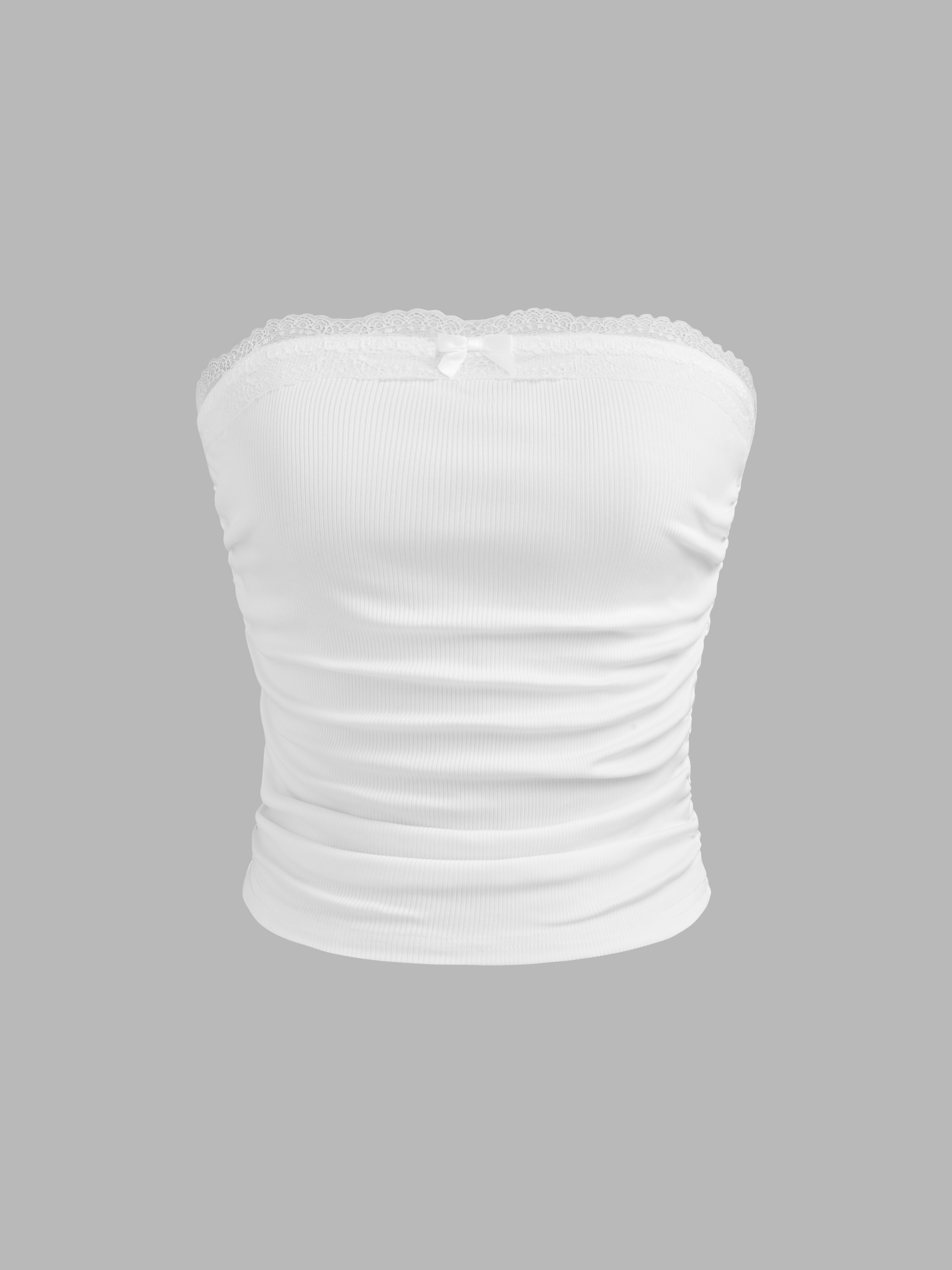 Cute Tops rush outfits Knit Fabric Solid Ruched Tube Crop Top For Date | Cider