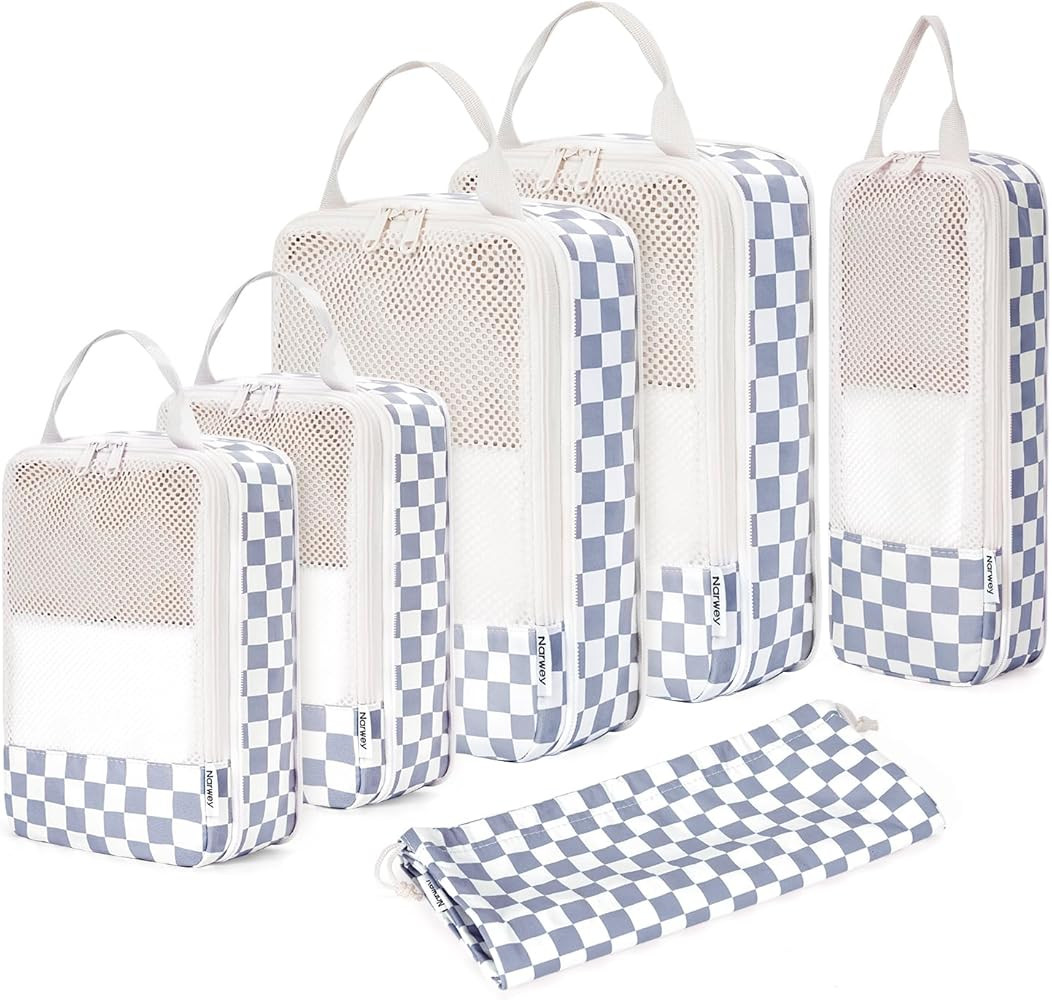 Narwey 6 Set/5 Set Compression Packing Cubes for Travel Kids Women Carry on, Packing Organizers B... | Amazon (US)