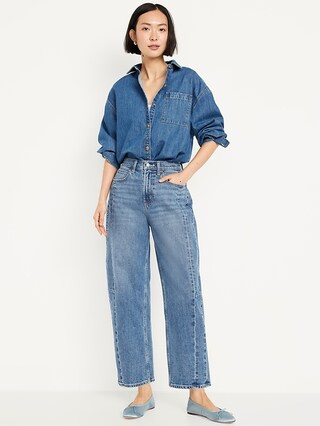 High-Waisted Barrel Ankle Jeans | Old Navy (US)