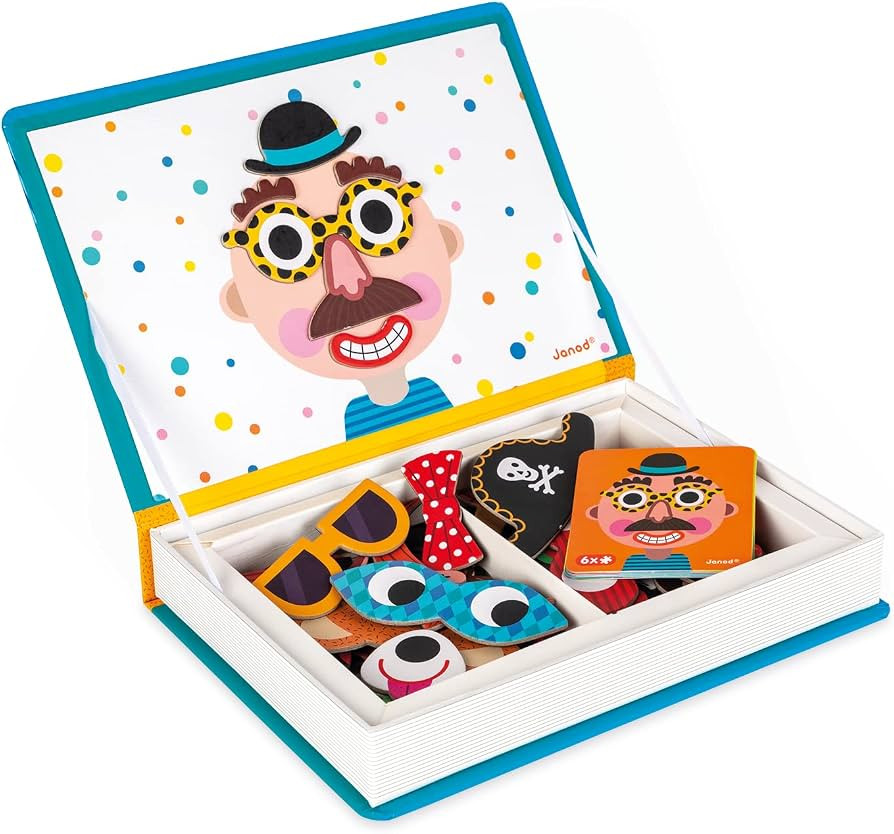 Janod - Magnetibook 83 Pc Magnetic Boy Crazy Face Dress Up Game - Decorating Fridge with Magnetic... | Amazon (US)