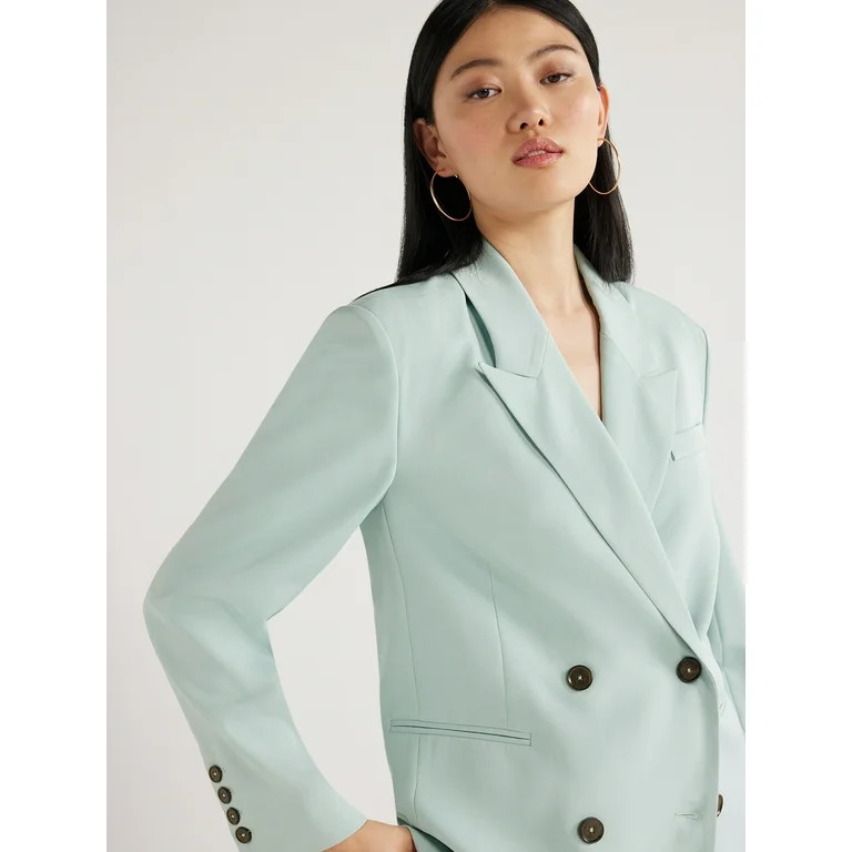 Scoop Women's Oversized Slouchy Double Breasted Blazer, Sizes XS-XXL | Walmart (US)
