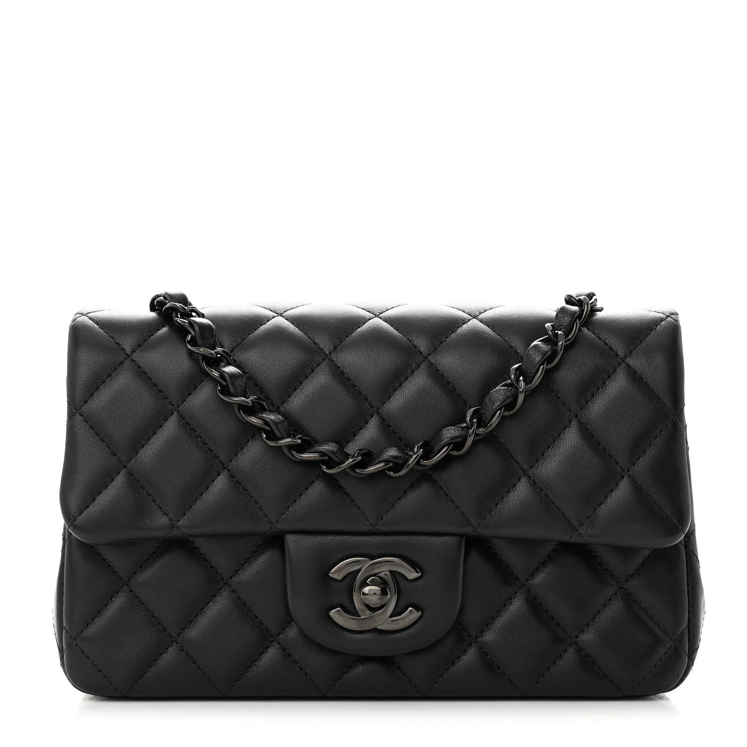 CHANEL Lambskin Quilted Mini Rectangular Flap So Black | FASHIONPHILE (US)