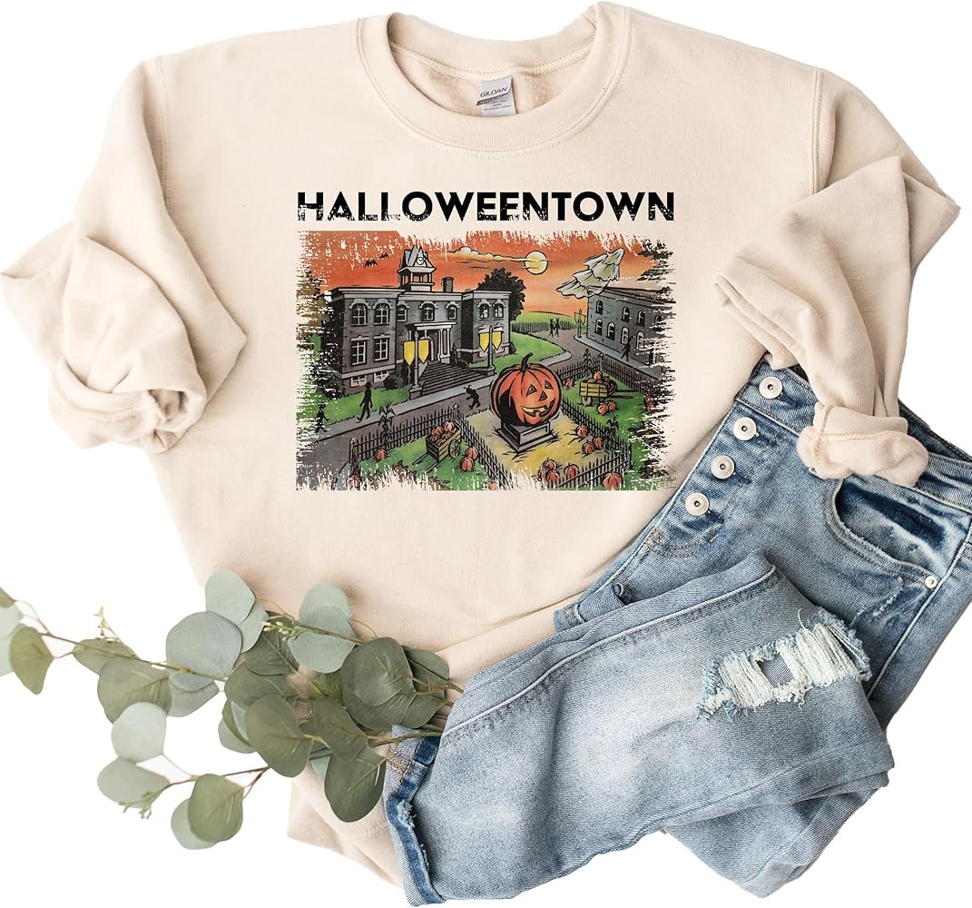 Halloweentown University Crewneck Sweatshirt, Halloween Shirt, Funny Spooky Season Halloween Swea... | Amazon (US)