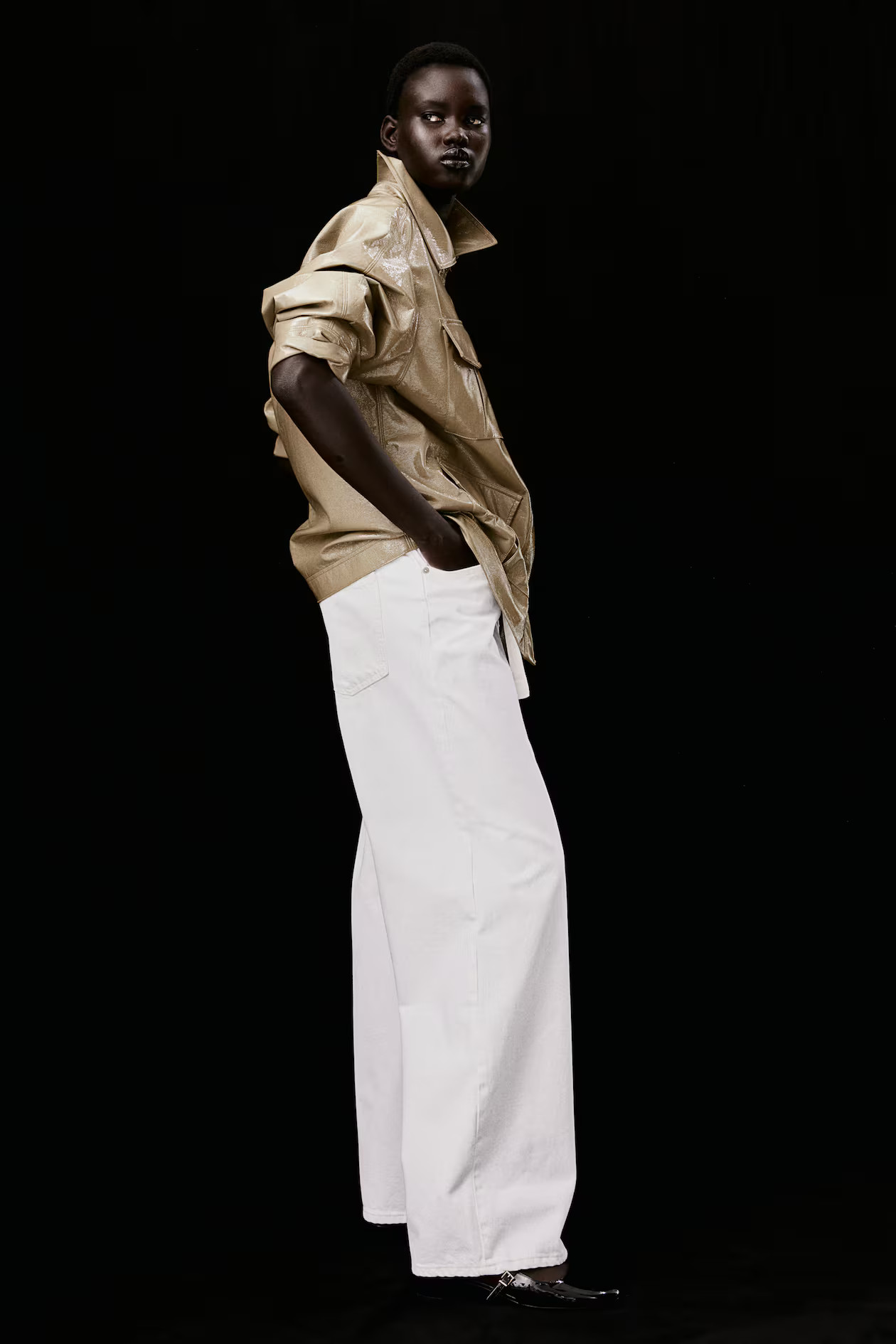 Wide belted jeans - High waist - Long - White - Ladies | H&M GB | H&M (UK, MY, IN, SG, PH, TW, HK)