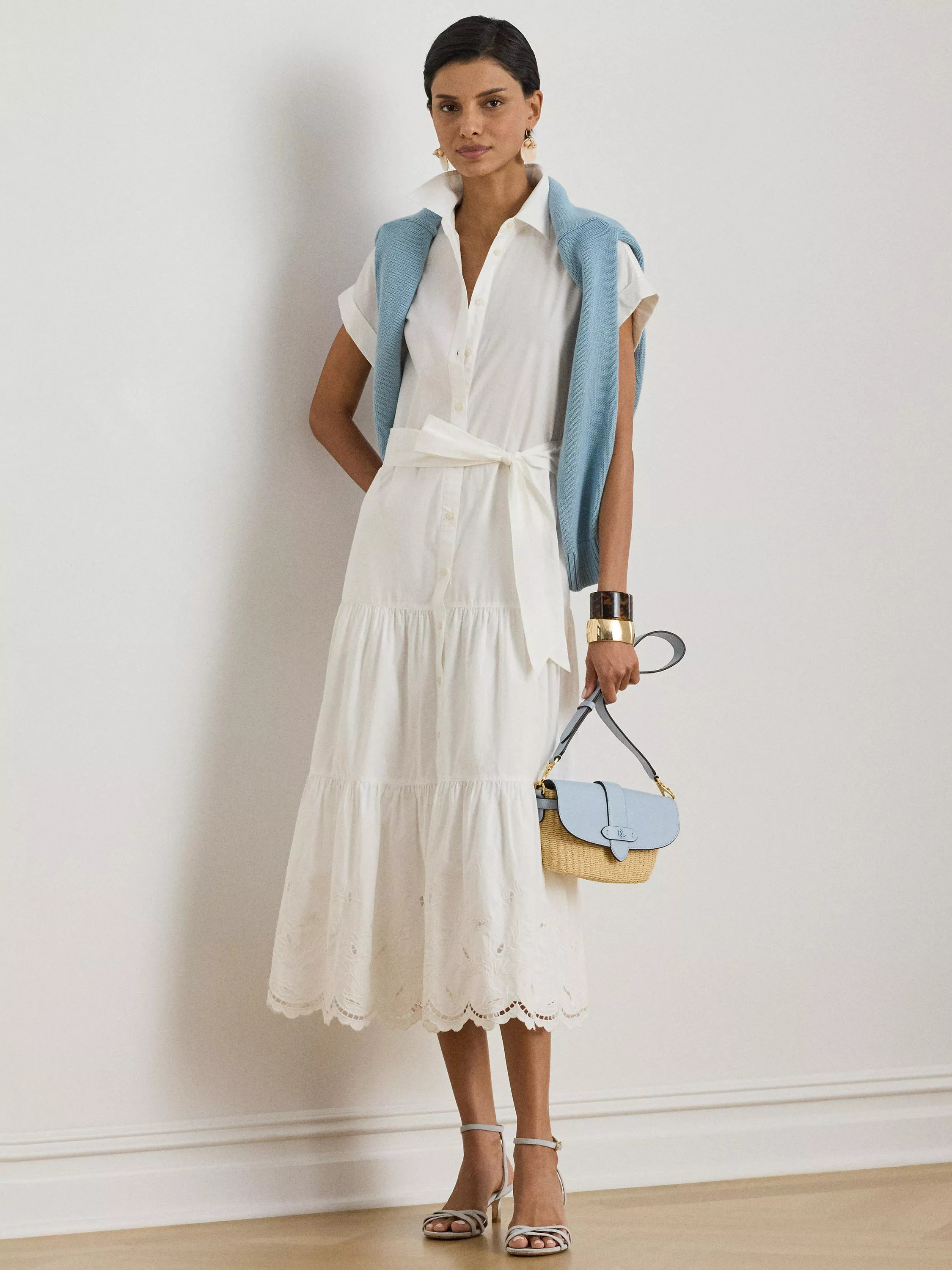 Lauren Ralph Lauren Ralila Embroidered Shirt Dress, White | John Lewis (UK)