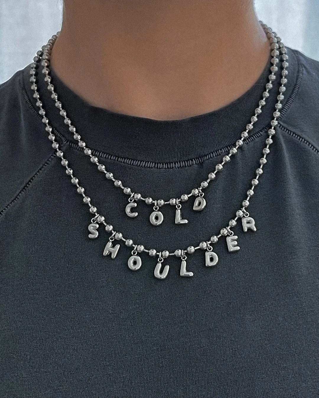 Custom Name Mini Blob Letter Necklace Stainless Steel Ball Chain Silver Bubble Handmade Personali... | Etsy (US)