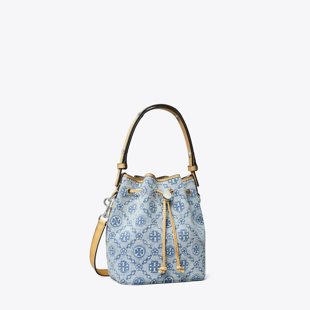 T MONOGRAM DENIM MINI BUCKET BAG | Tory Burch (US)