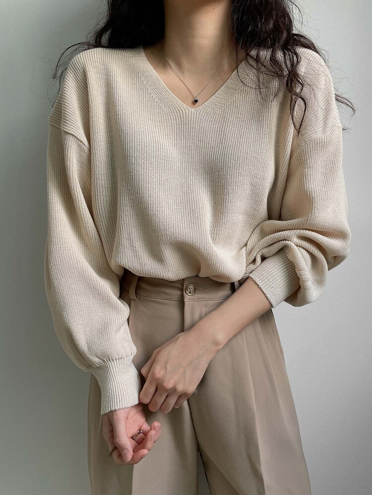 DAZY Drop Shoulder Ribbed Knit Sweater | SHEIN
