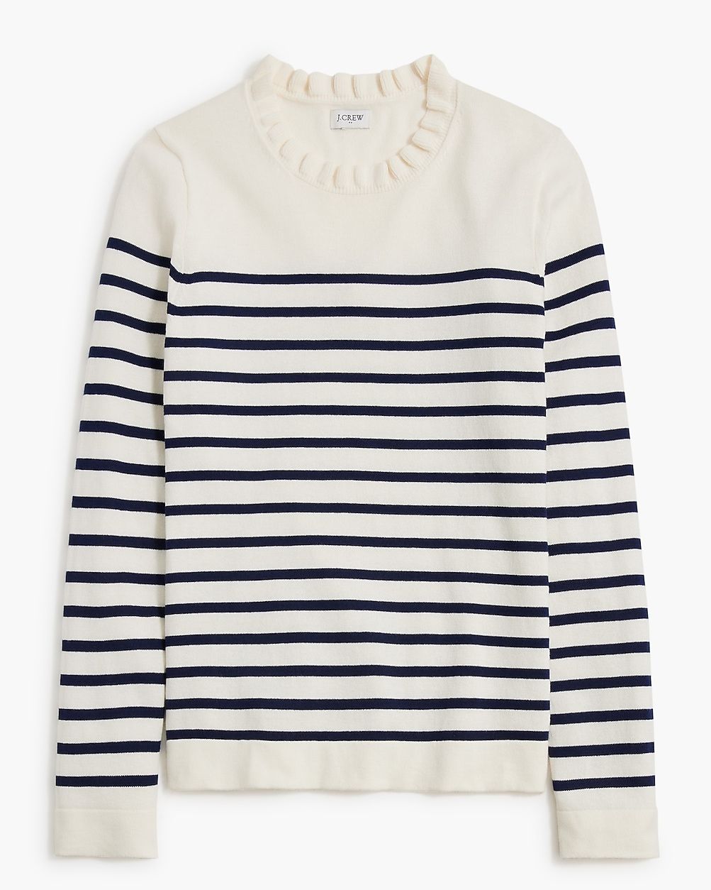 Striped ruffleneck sweater | J.Crew Factory