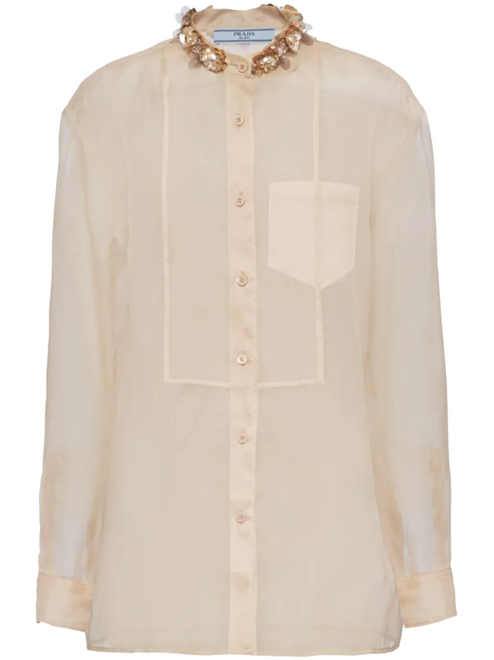 Prada Embroidered Organza Shirt - Farfetch | Farfetch Global