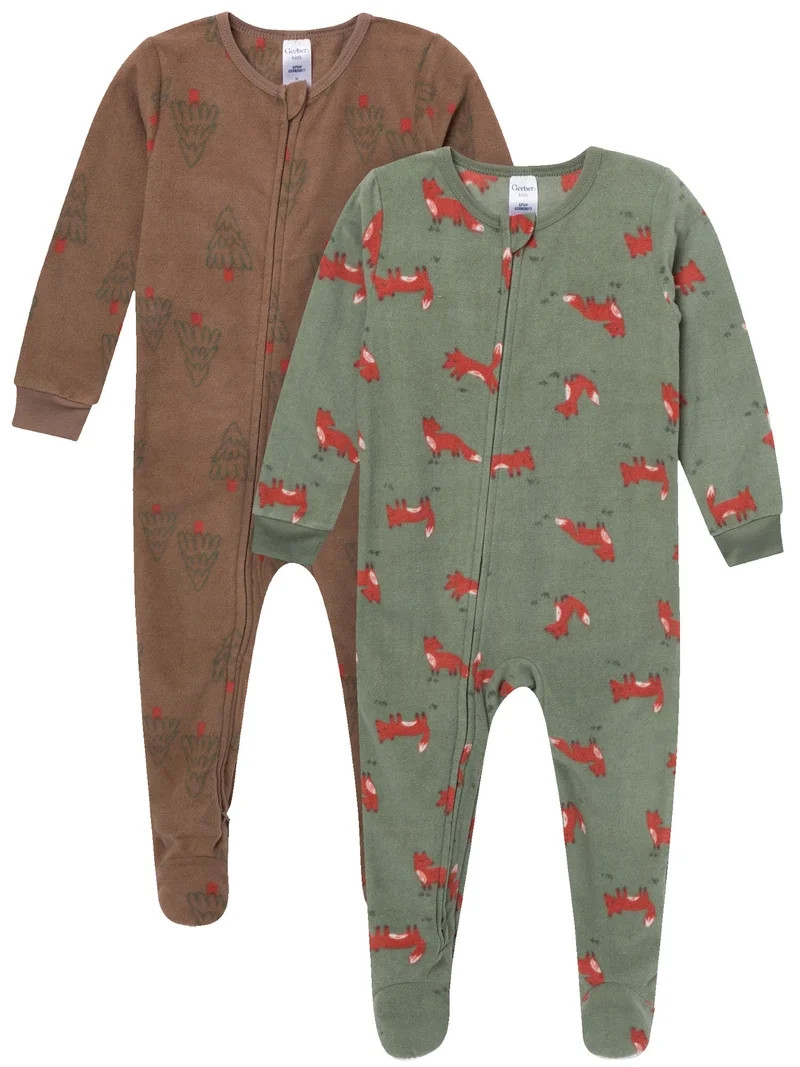 Gerber Baby and Toddler Neutral Microfleece 2-Way Zipper Blanket Sleeper Pajamas, 2-Pack, Sizes 0... | Walmart (US)