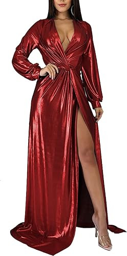 BestGirl Formal Long Sleeve Dress for Women Sequin Bodycon Ruched Sparkly Dresses | Amazon (US)