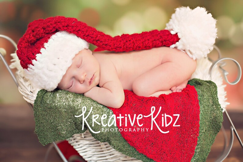 Baby Girl Hat Crochet Newborn Baby Girl or Boy Christmas Elf Hat Santa Hat Diaper Cover Stocking ... | Etsy (US)