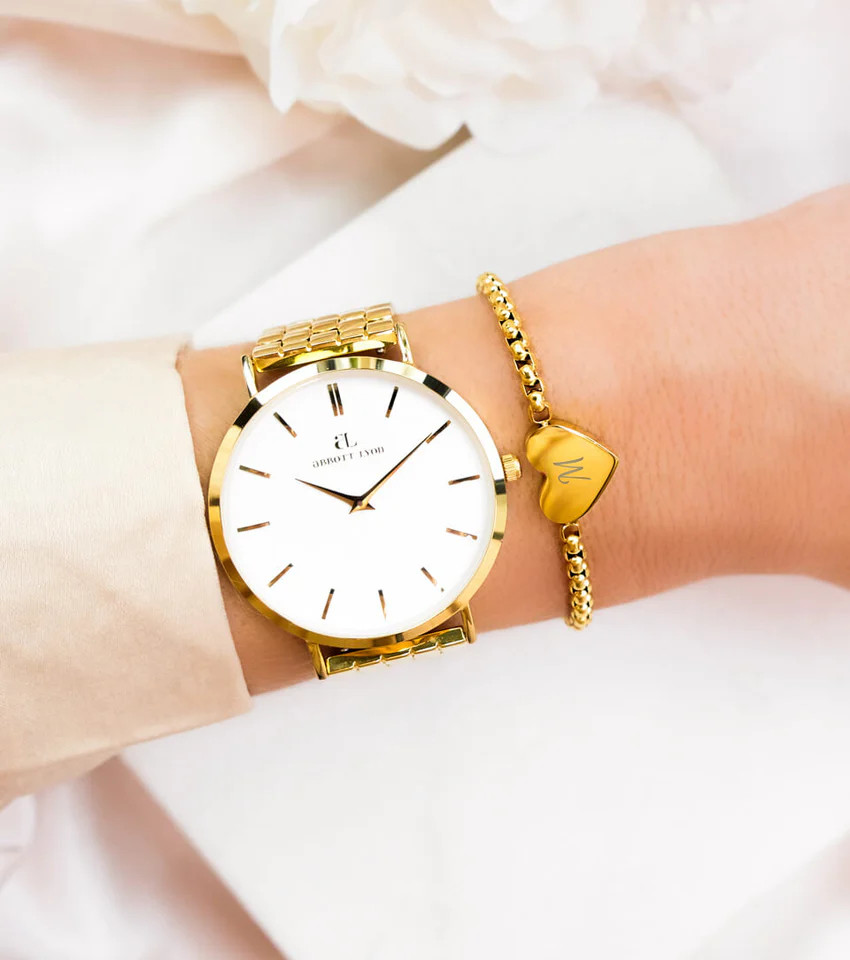 Personalise Heart Bracelet (Gold) | Abbott Lyon