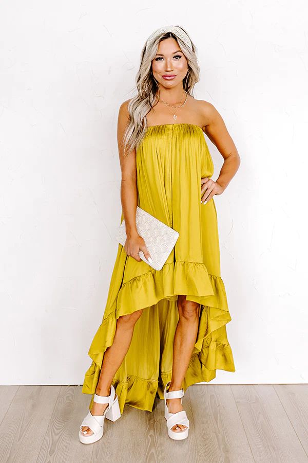 Milan Runway Satin Dress In Lime Punch | Impressions Online Boutique