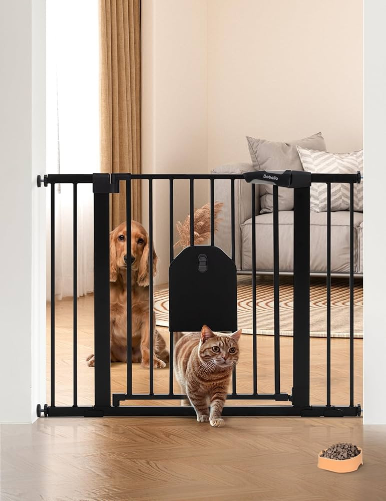 Babelio Auto Close Baby Gate with Cat Door,29-43" Metal Gate for Doorway,Stairs, House,Easy Walk ... | Amazon (US)
