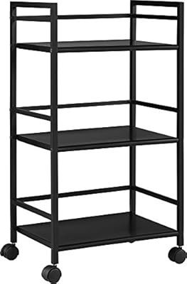Ameriwood Home Marshall 3 Shelf Metal Rolling Utility Cart, Black | Amazon (US)