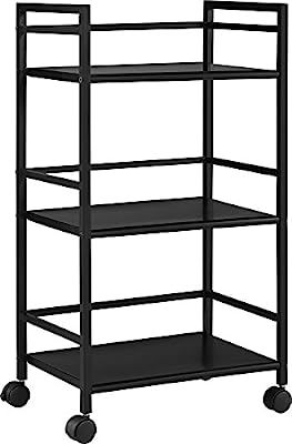 Ameriwood Home Marshall 3 Shelf Metal Rolling Utility Cart, Black | Amazon (US)