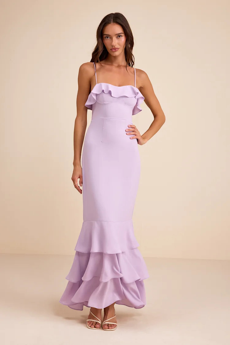 Lively Evenings Lavender Sleeveless Tiered Maxi Dress | Lulus