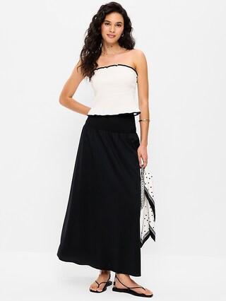Twill Smocked-Waist Maxi Skirt | Old Navy (US)