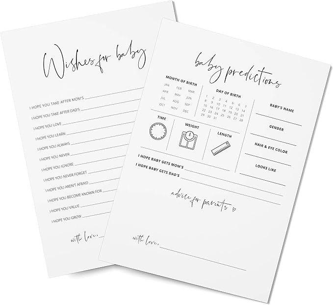 Baby Predictions & Advice Cards for Baby Shower Games Activity, Wishes for Baby, Advice for New P... | Amazon (US)