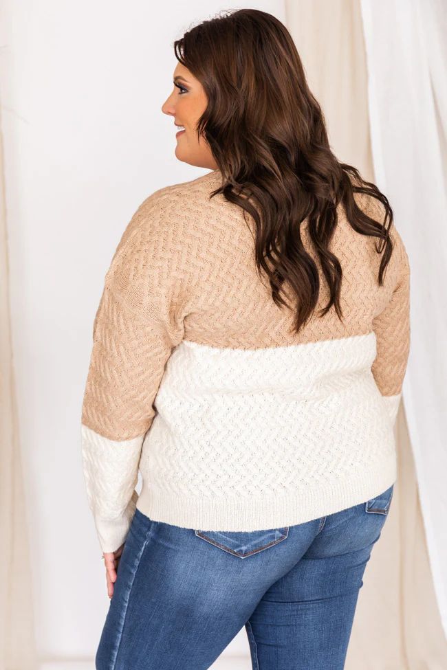 Crisp Fall Air Colorblock Taupe/Cream Sweater FINAL SALE | The Pink Lily Boutique