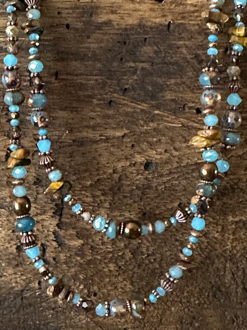 Tigers Eye & Jasper Gemstone Necklace With Glass Beads and Genuine Copper Accents - Etsy | Etsy (Global)