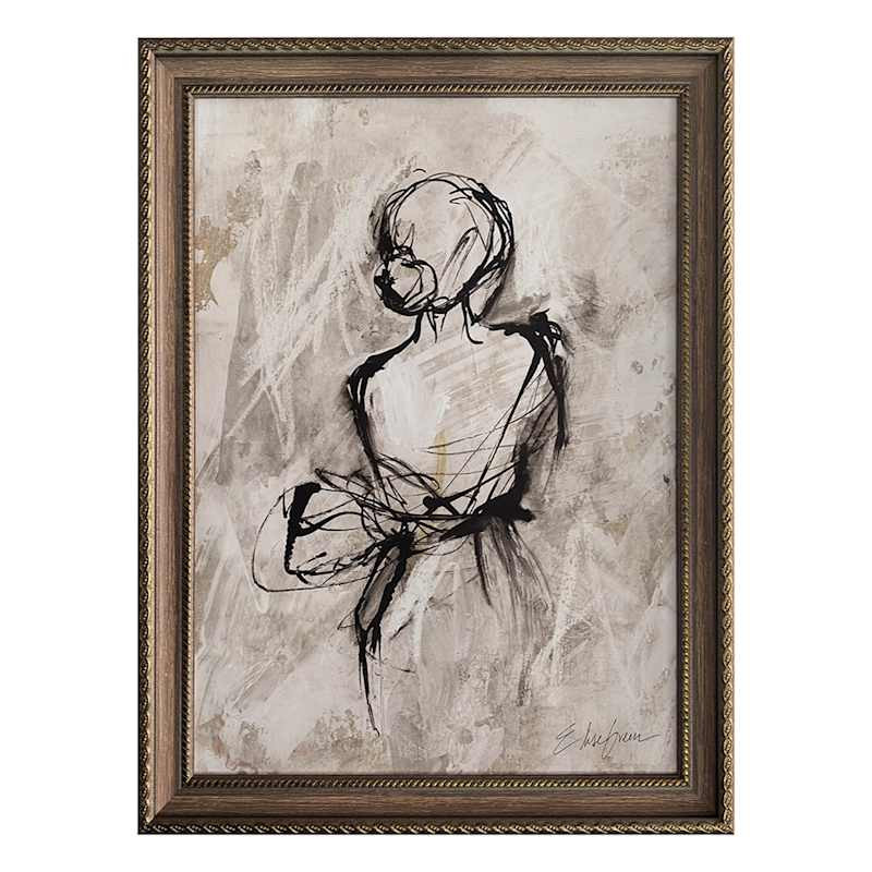 Framed Ballerina Look Left Sketch by Elise Green, 14x18 | At Home