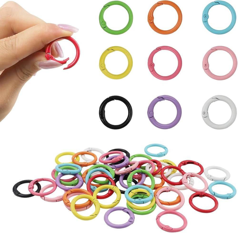 48 Pcs Multicolor Small Round Carabiner Clip, 1 Inch Metal Key Ring Clips, Circle Spring O Ring C... | Amazon (US)