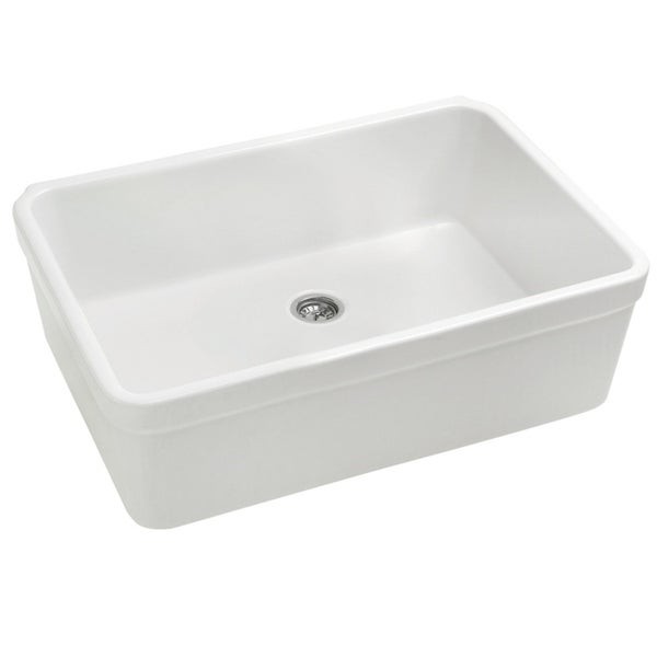 Whitehaus Basichaus Non Reversible Fireclay Sink with Decorative 2"Lip and a 31/2 Inch Center Drain - White | Bed Bath & Beyond