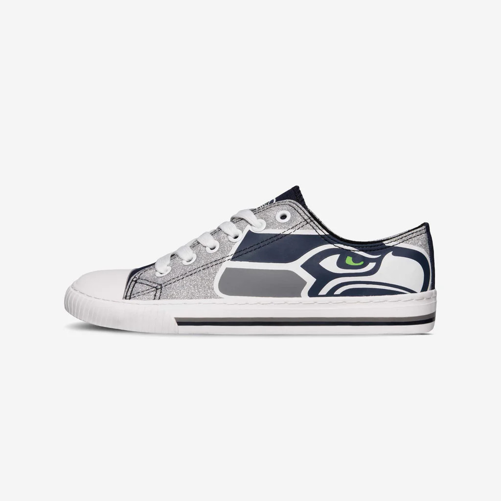 Seattle Seahawks Womens Glitter Low Top Canvas Shoe | FOCO inc