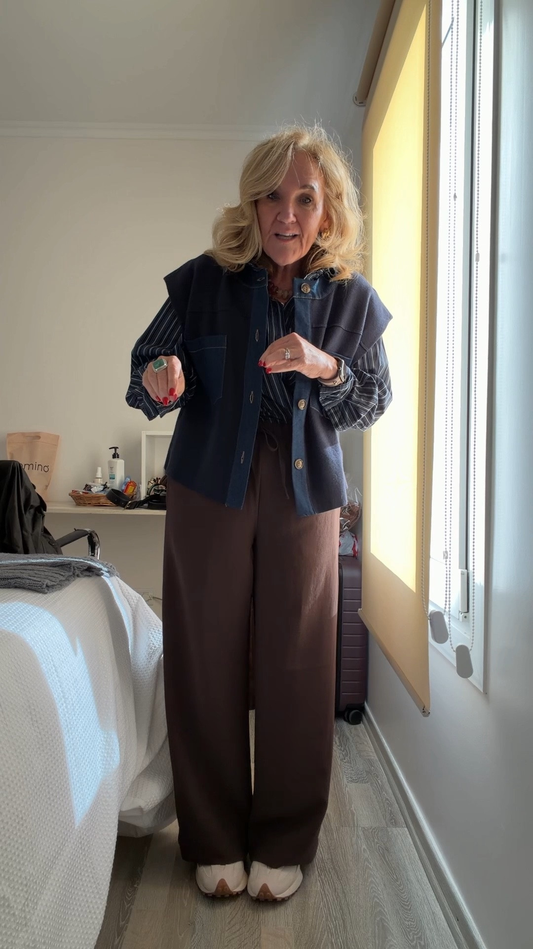 Sixth outfit from the travel capsule 
Pants size medium reg and I had the hemmed 
Blouse small petite Jacket
Sweater vest medium

#LTKOver40 #LTKootd #LTKTravel