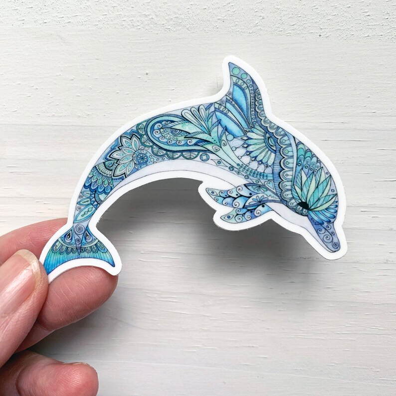 Dolphin Vinyl Sticker, Dolphin Decal, Laptop Decal, Phone Decal, Dolphin, Dolphin Sticker, Animal... | Etsy (US)