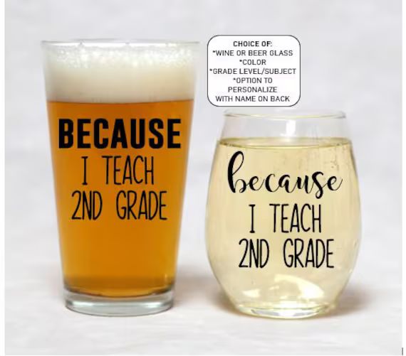 Personalized Gift for Teacher, Teacher Wine Glass, Teacher Beer Glass, Funny gifts for Teacher, B... | Etsy (US)