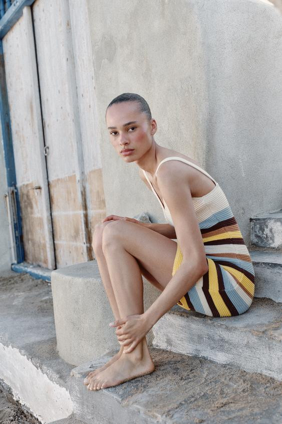 SHORT STRIPED KNIT DRESS | Zara UK