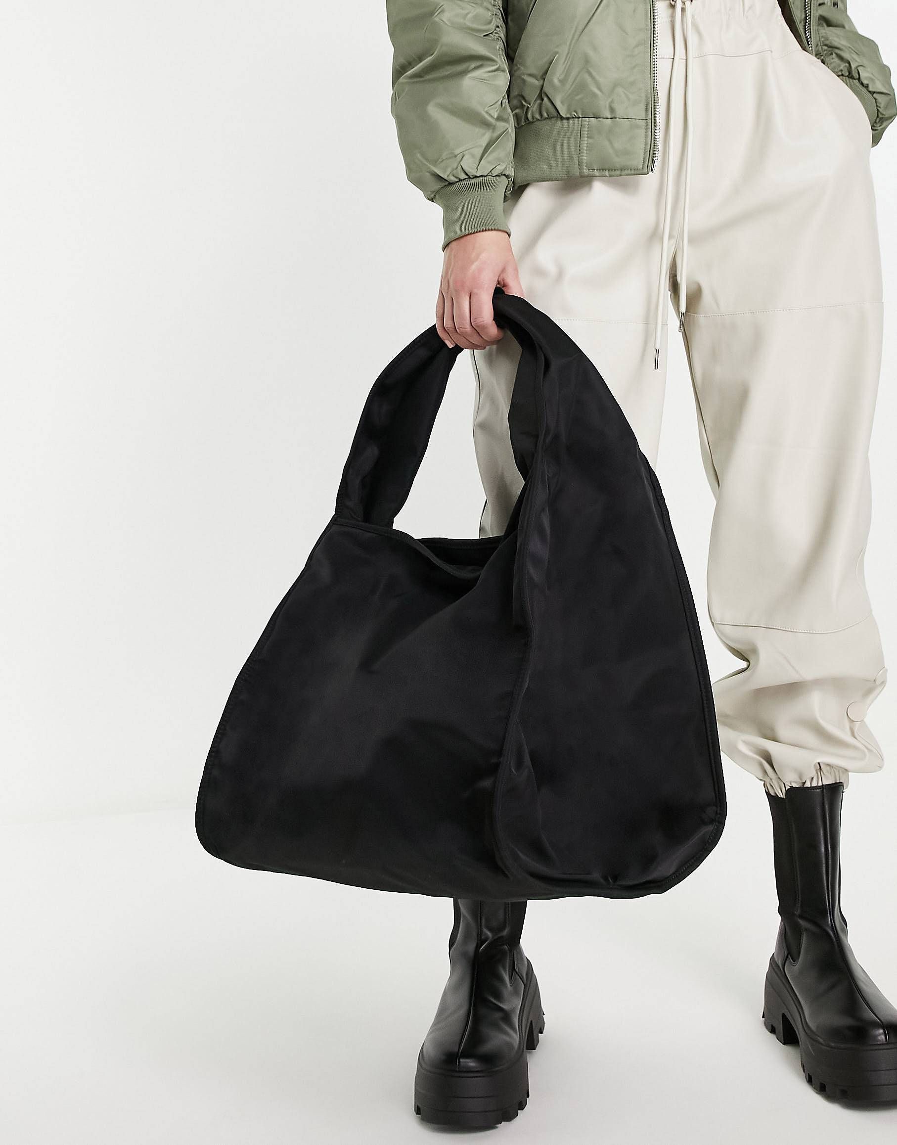ASOS DESIGN tote bag in black nylon with knot detail | ASOS | ASOS (Global)