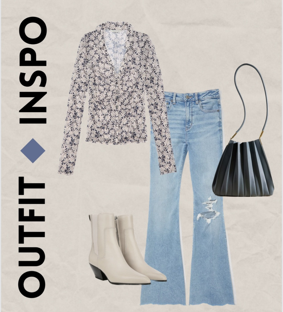 It’s giving fall date night 
Tops, jeans, and boots are on sale 
Flare jeans, AE denim, mama style, date night style, going out outfit, floral top, print top, blue bag, anthro handbag, fall boots

#LTKmidsize #LTKstyletip #LTKsalealert