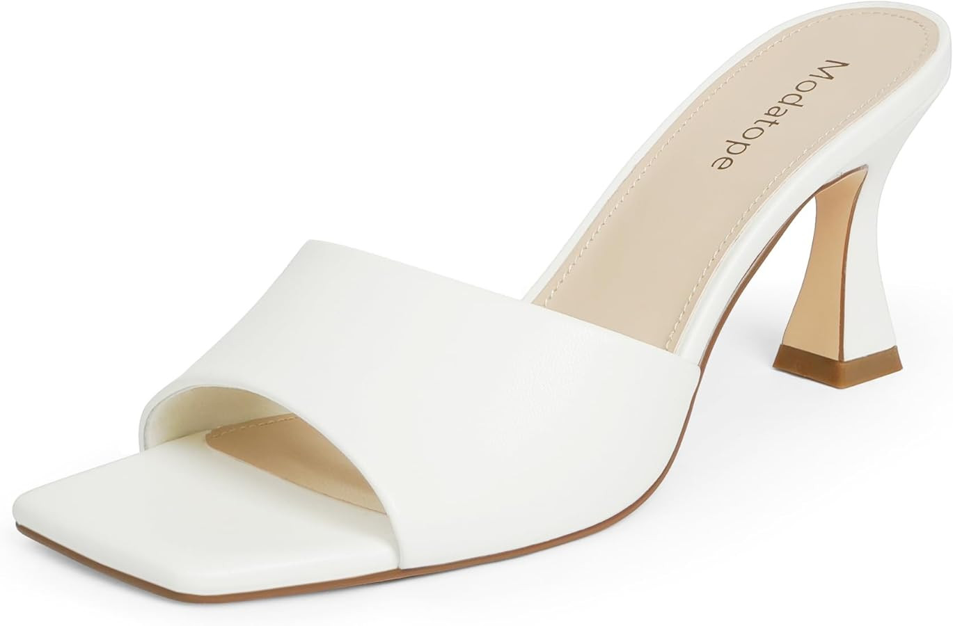 Modatope Womens Heeled Sandals Open Square Toe Heels Chunky Block Heel Slip On Sandals for Women | Amazon (US)