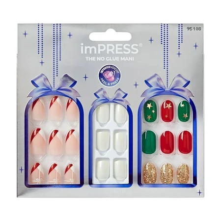 KISS imPRESS Holiday Press on Nails Limited Edition Delight Holiday Gift Set 3-Pack 99 Count | Walmart (US)