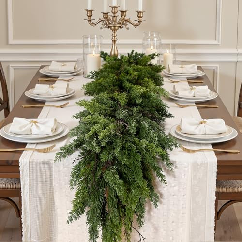 6FT Artificial Christmas Garland, Cedar Garland -Real Touch Greenery Cypress Pine Garland for Mantle Table Railing Fireplace Indoor & Outdoor Christmas Decorations | Amazon (US)