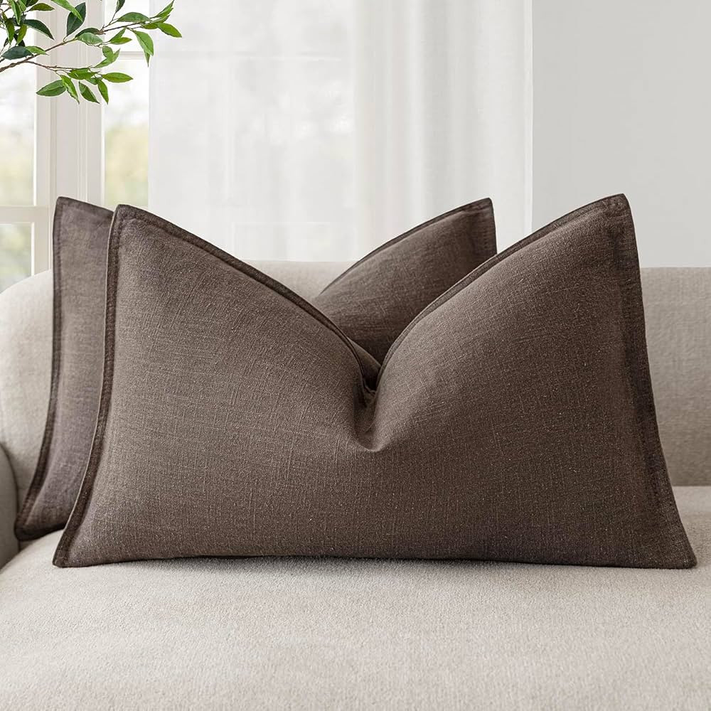Foindtower Pack of 2, Decorative Linen Soild Throw Pillow Covers Soft Accent Cushion Case Boho Fa... | Amazon (US)