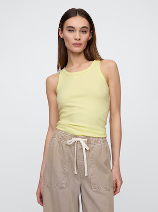 Ribbed Stripe High-Neck Tank | Gap Factory